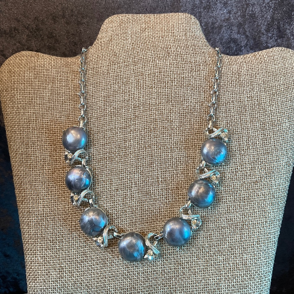 Vintage Silver and Gray Coro Link Choker Necklace